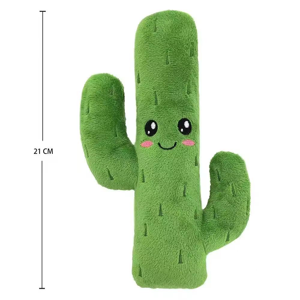 Cactus Cutie Invasion! High-Quality Interactive Plush Dog Toy - Soft & Adorable Green Pads Replicate the Cute Cartoon Cactus Shape. Built-in squeaker: squeeze it, and your pup gets super excited instantly~ Plush-filled, bite-resistant and chew-proof, perfect for daily interaction, teething relief and boredom busting. Your fur baby’s exclusive "desert little playmate" – cute look, tough quality, making playtime super joyful! - Image 3